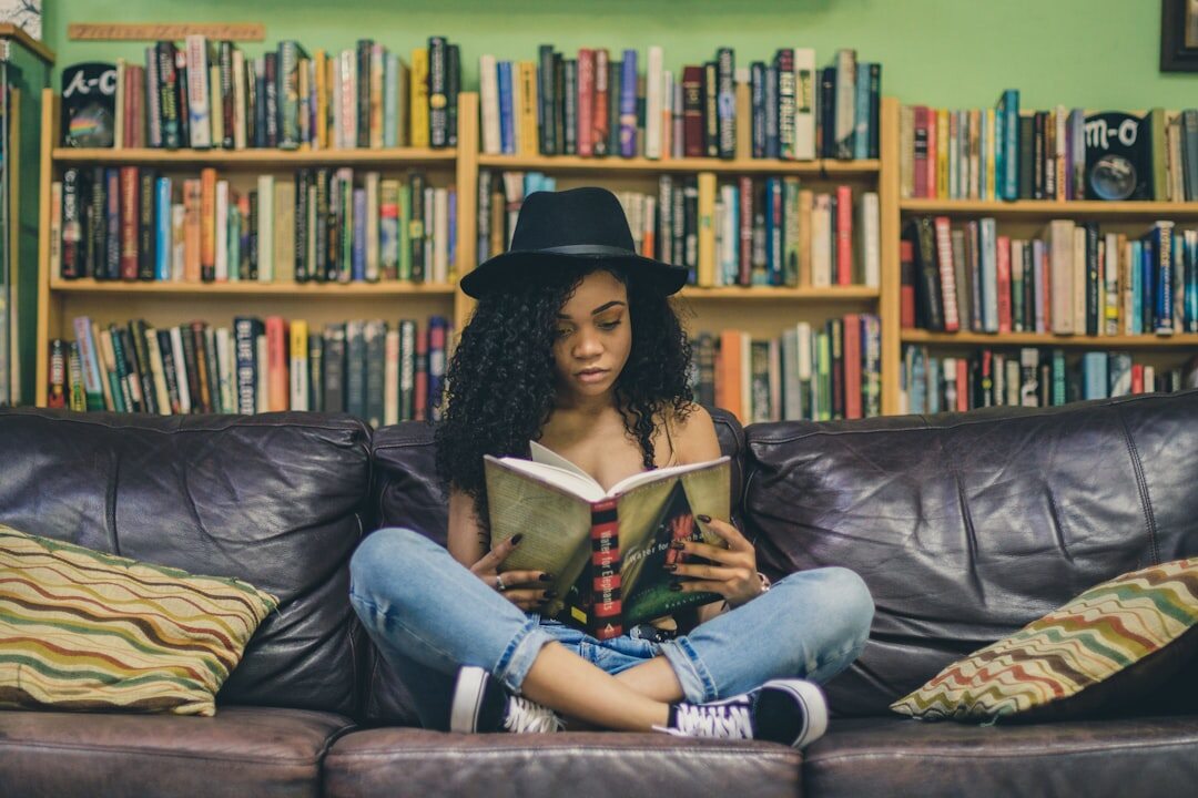 woman reading mystery novel